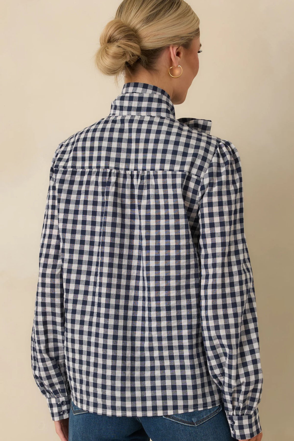 Parker Blouse in Navy Gingham