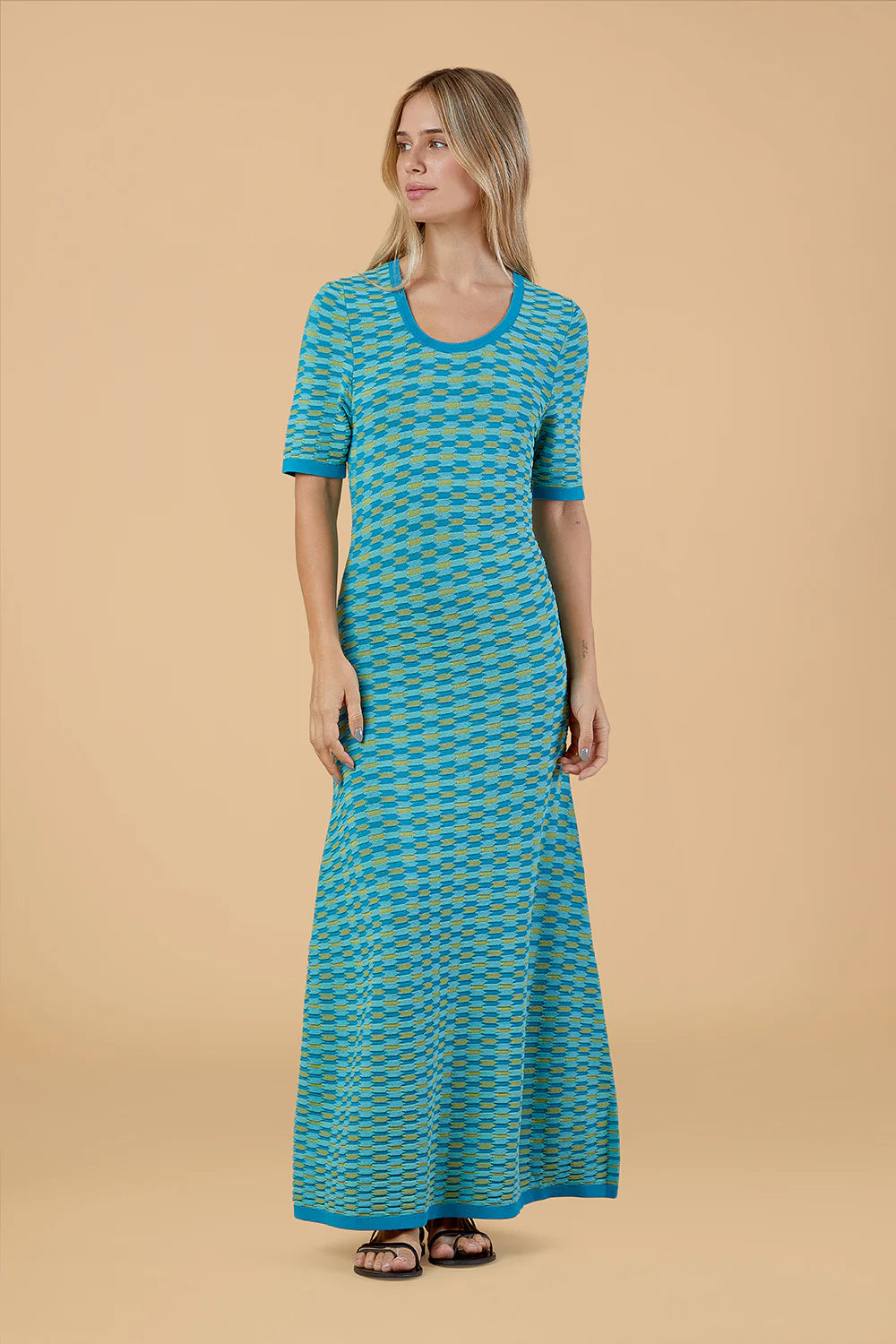 Ava Knit Dress in Turq Knit
