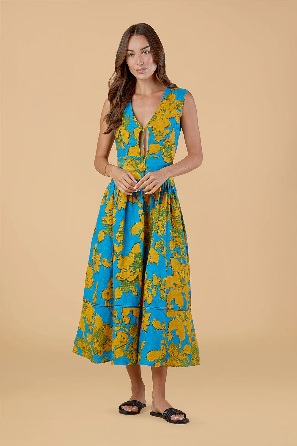Asha Dress in Turq Flora