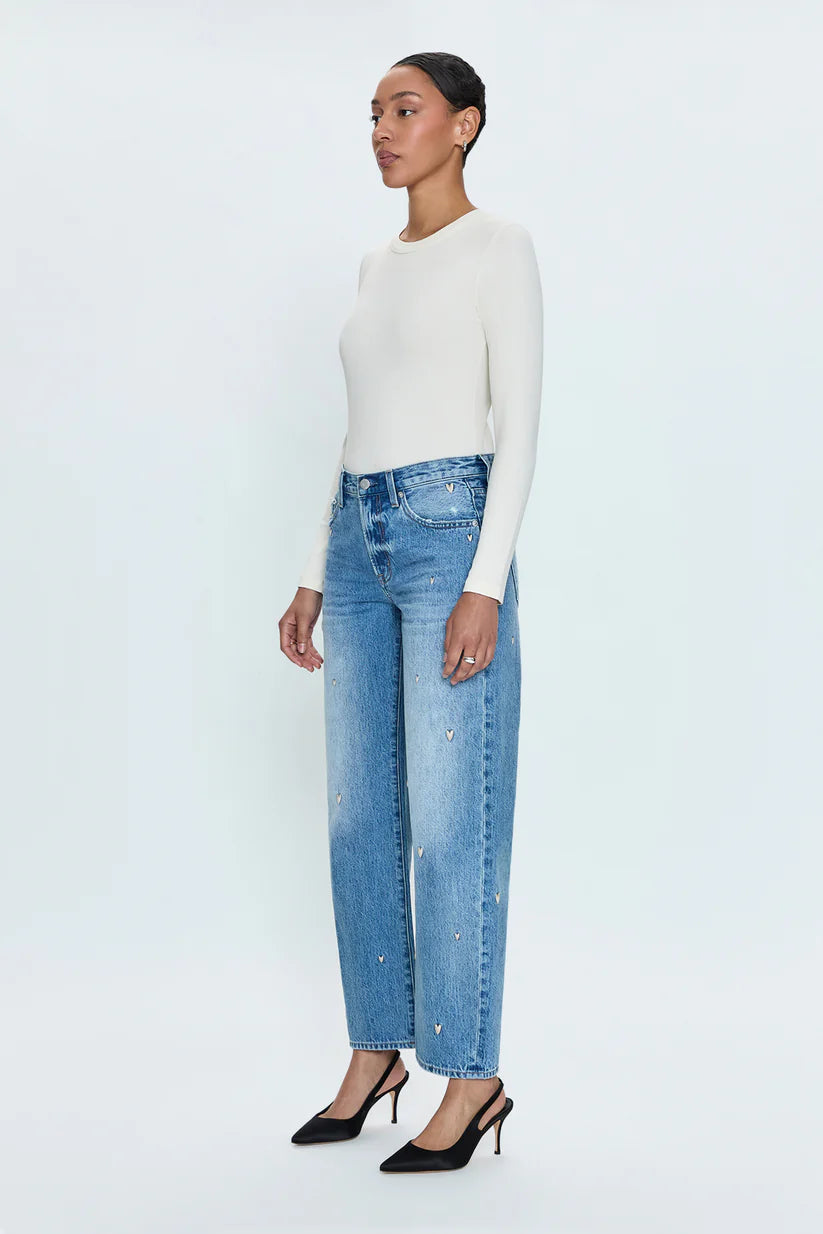 Lexi Mid Rise Bowed Straight in Confetti Vintage