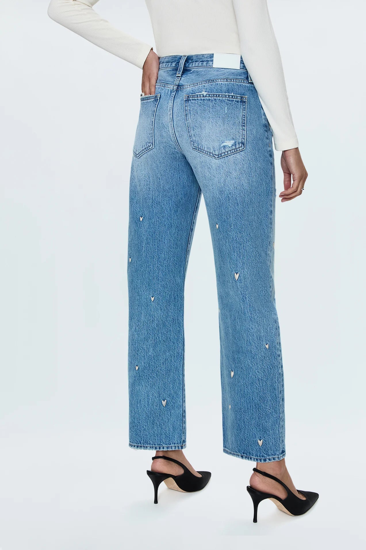 Lexi Mid Rise Bowed Straight Leg in Confetti Vintage