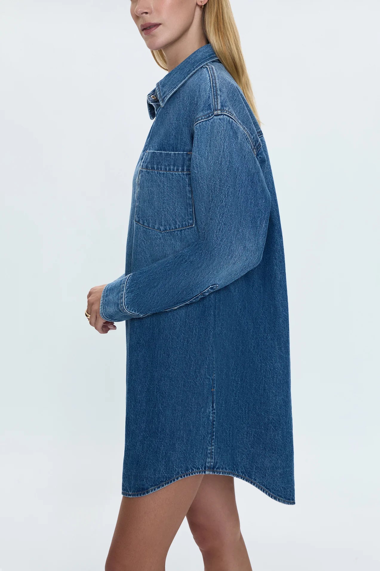 Elle Denim Shirt Dress in Karat