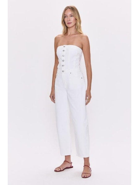 Daphne Arched Leg Jumpsuit in Vivid White