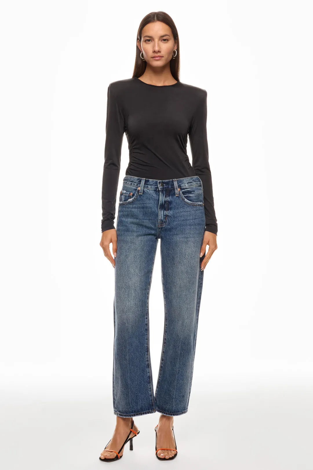 Lexi Bowed Straight Jeans in Transcend