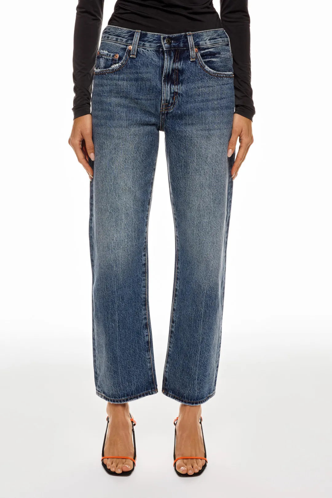 Lexi Bowed Straight Jeans in Transcend