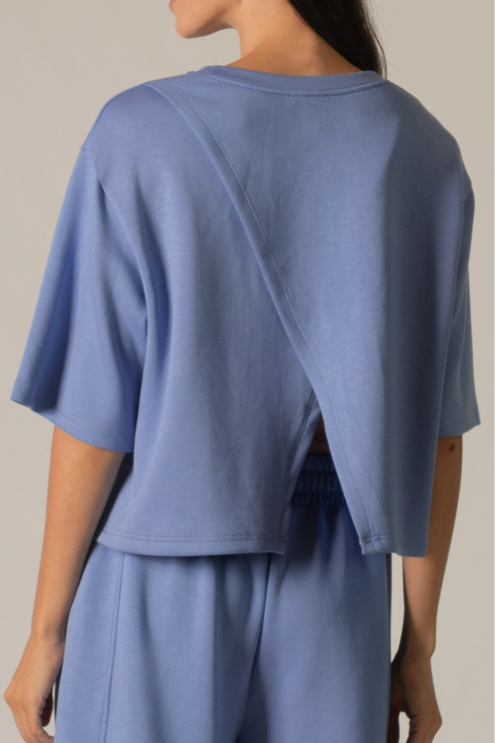 Scuba Modal Overlap Top in Cornflower Blue