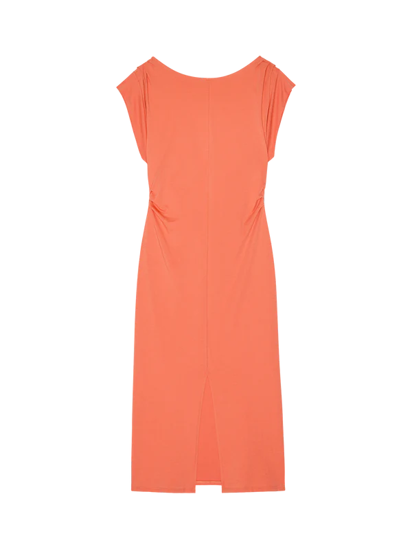 Salma Pleated Midi in Coral Kiss