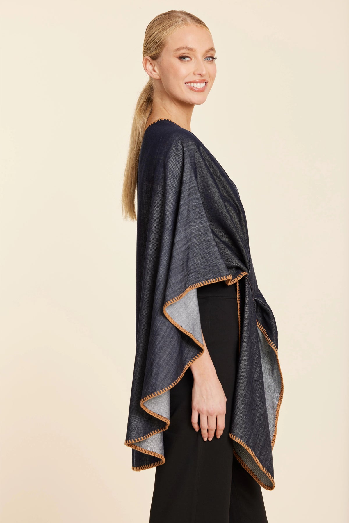 Faux Suede Whipstitch Wrap