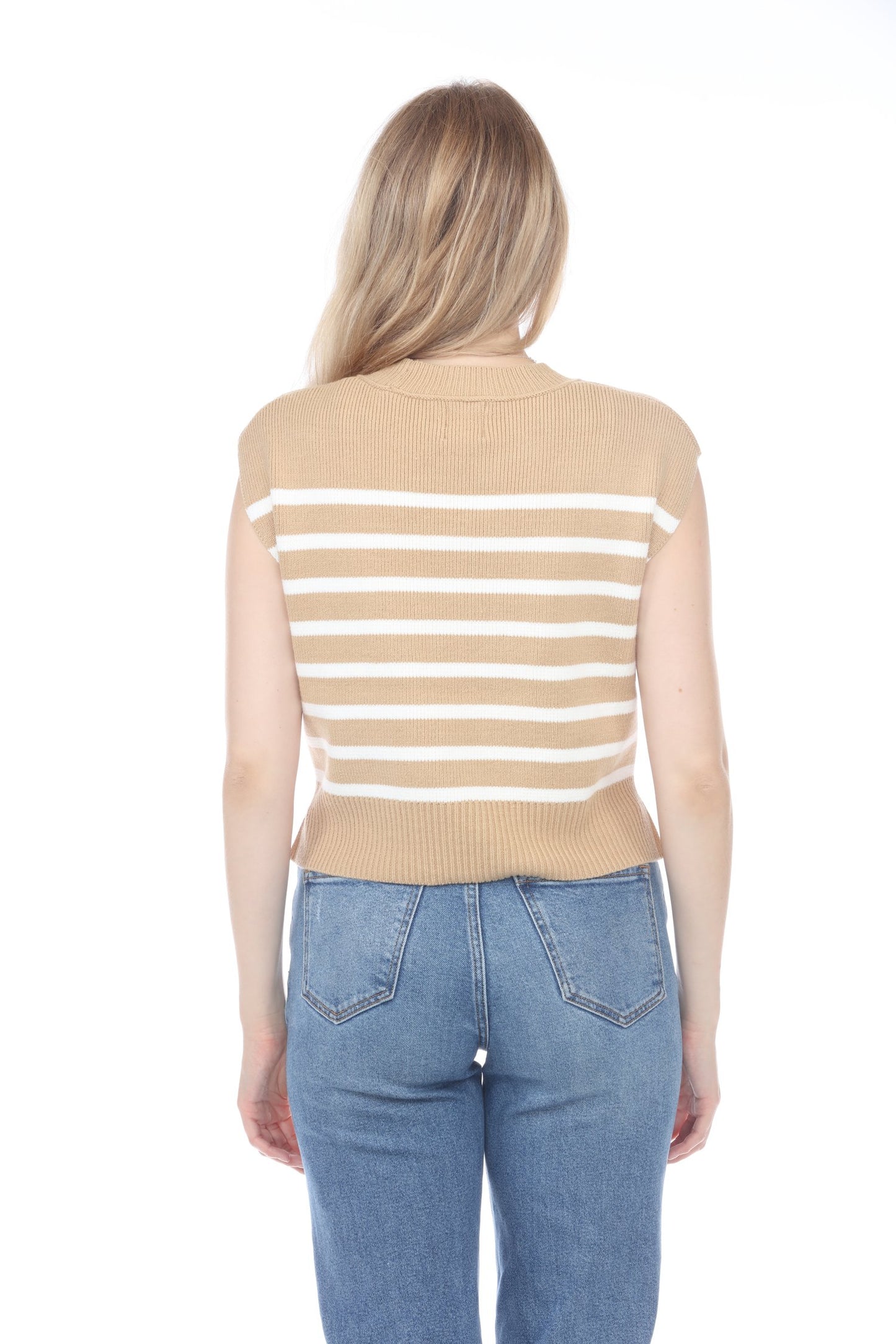Liora Sweater Vest Top in Beige
