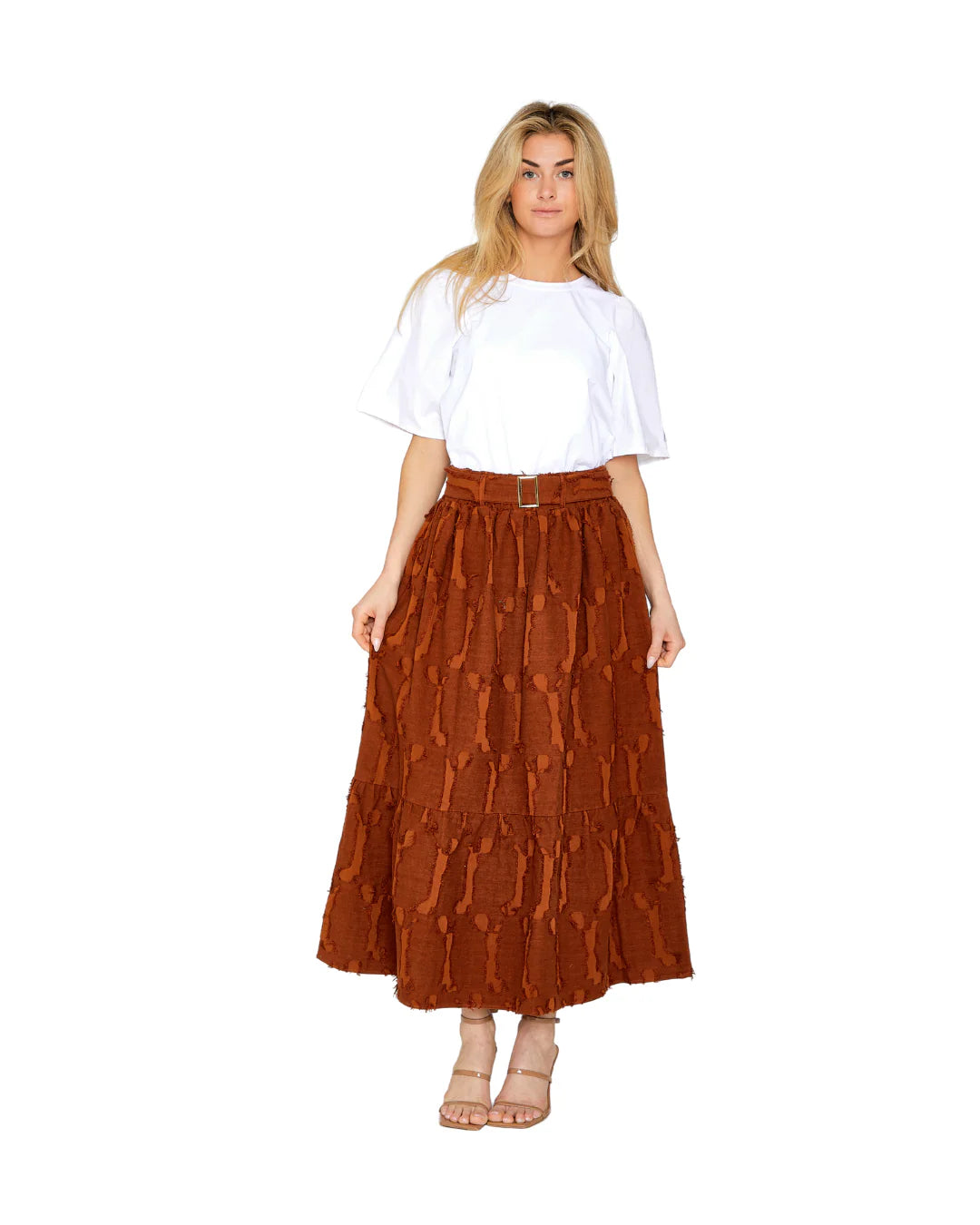 Paige Skirt in Auburn Brown Texture