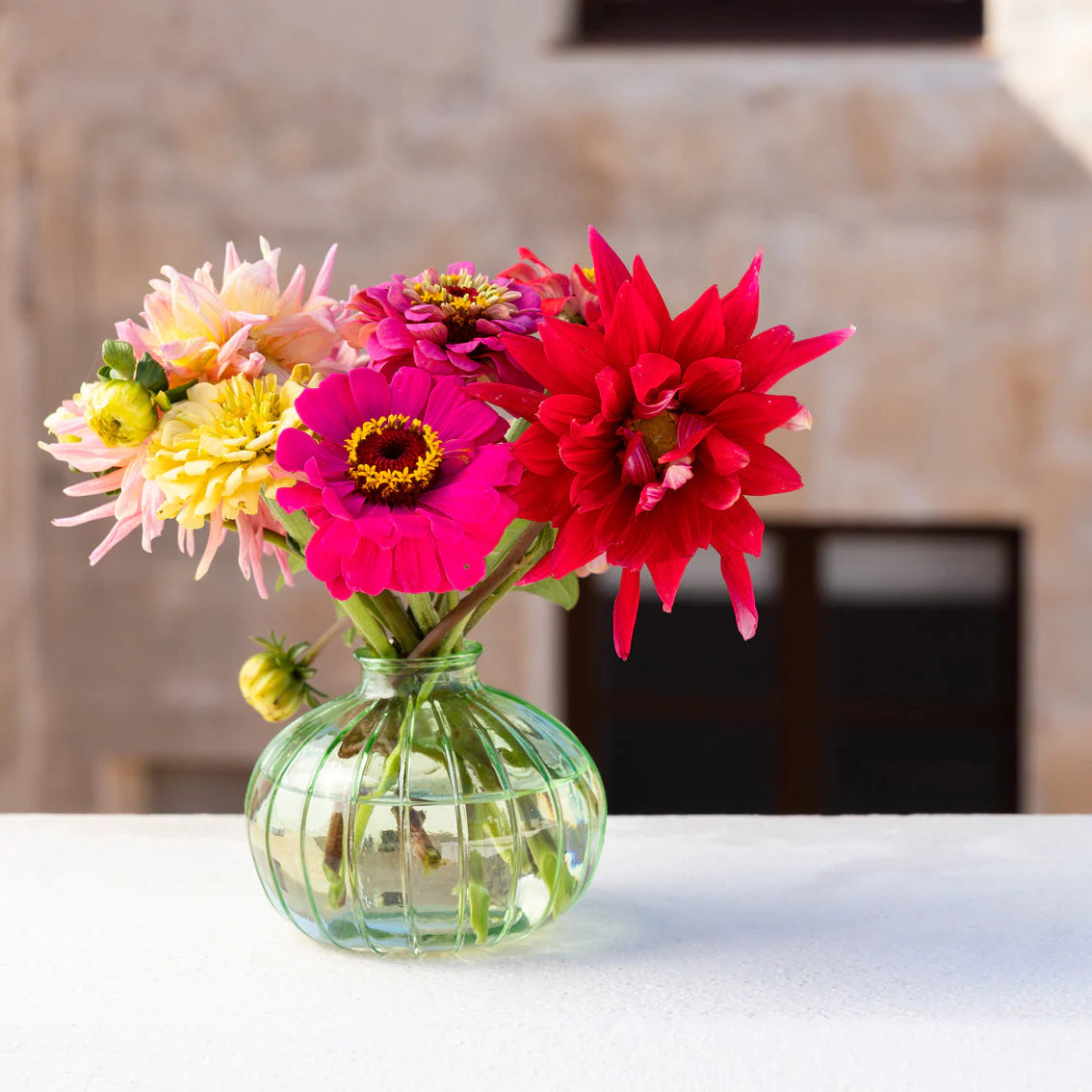 TT - Green Glass Bud Vase Assorted