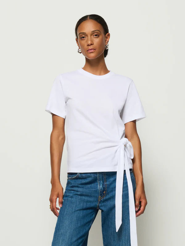 Vincent Side Tie Tee in White