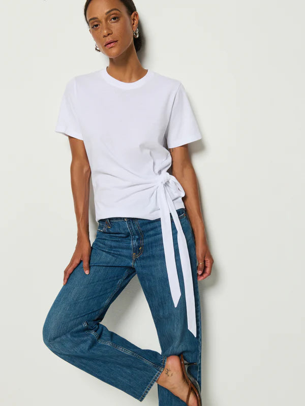 Vincent Side Tie Tee in White