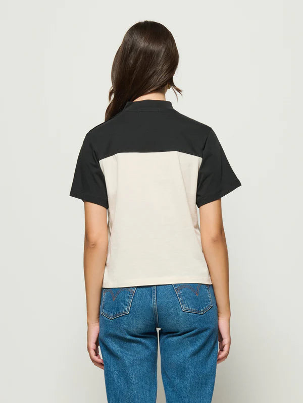 Yvette Mock Neck Tee in Jet Black