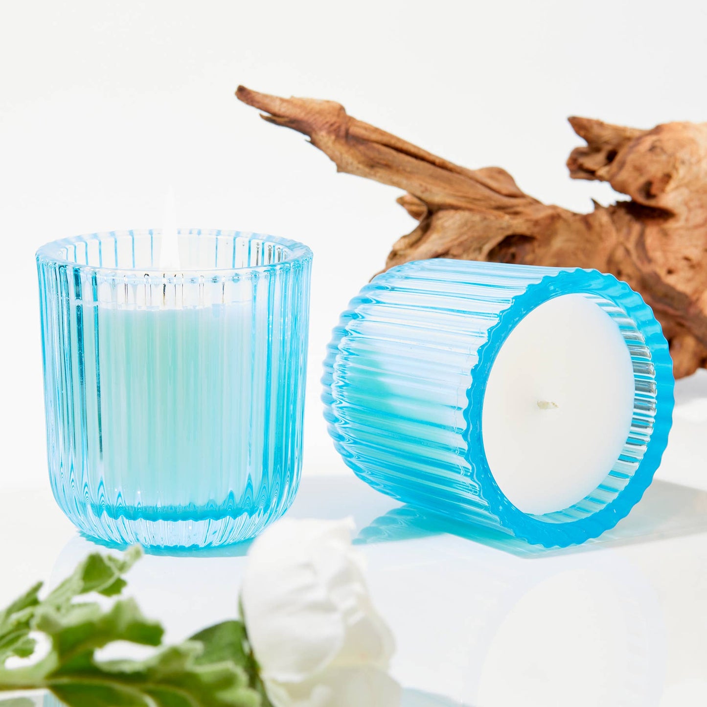 Seaside Citronella 1 Wick Blue Glass Candle 8oz Ctn.6