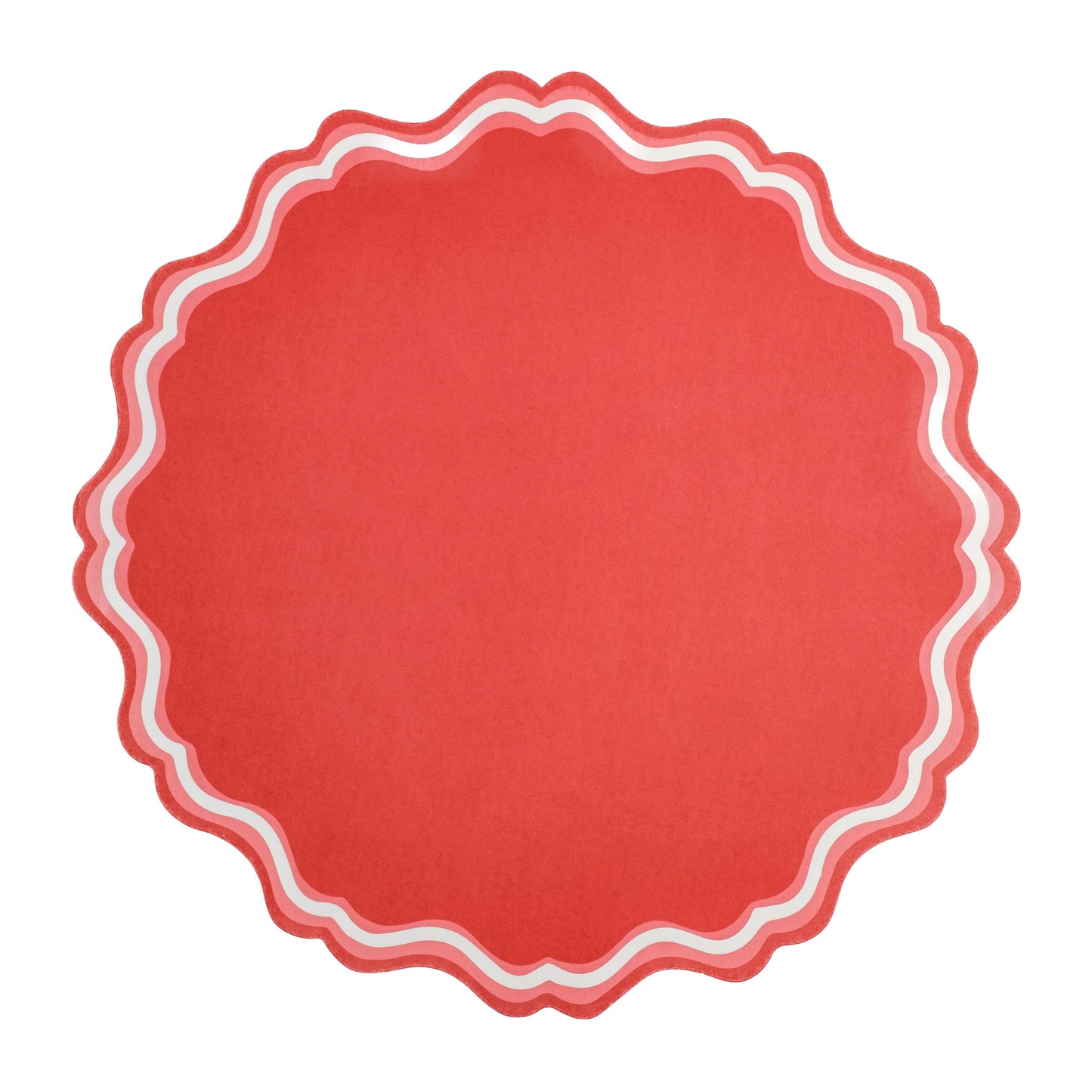 Bright Red Fancy Scallop Paper Placemats