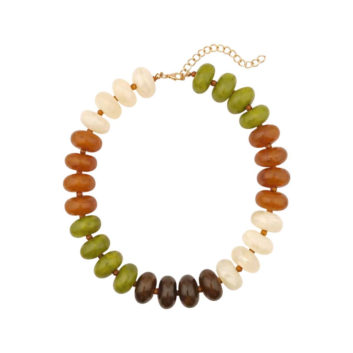 Carissa Chunky Beaded Necklace- Tan Chartreuse Mix