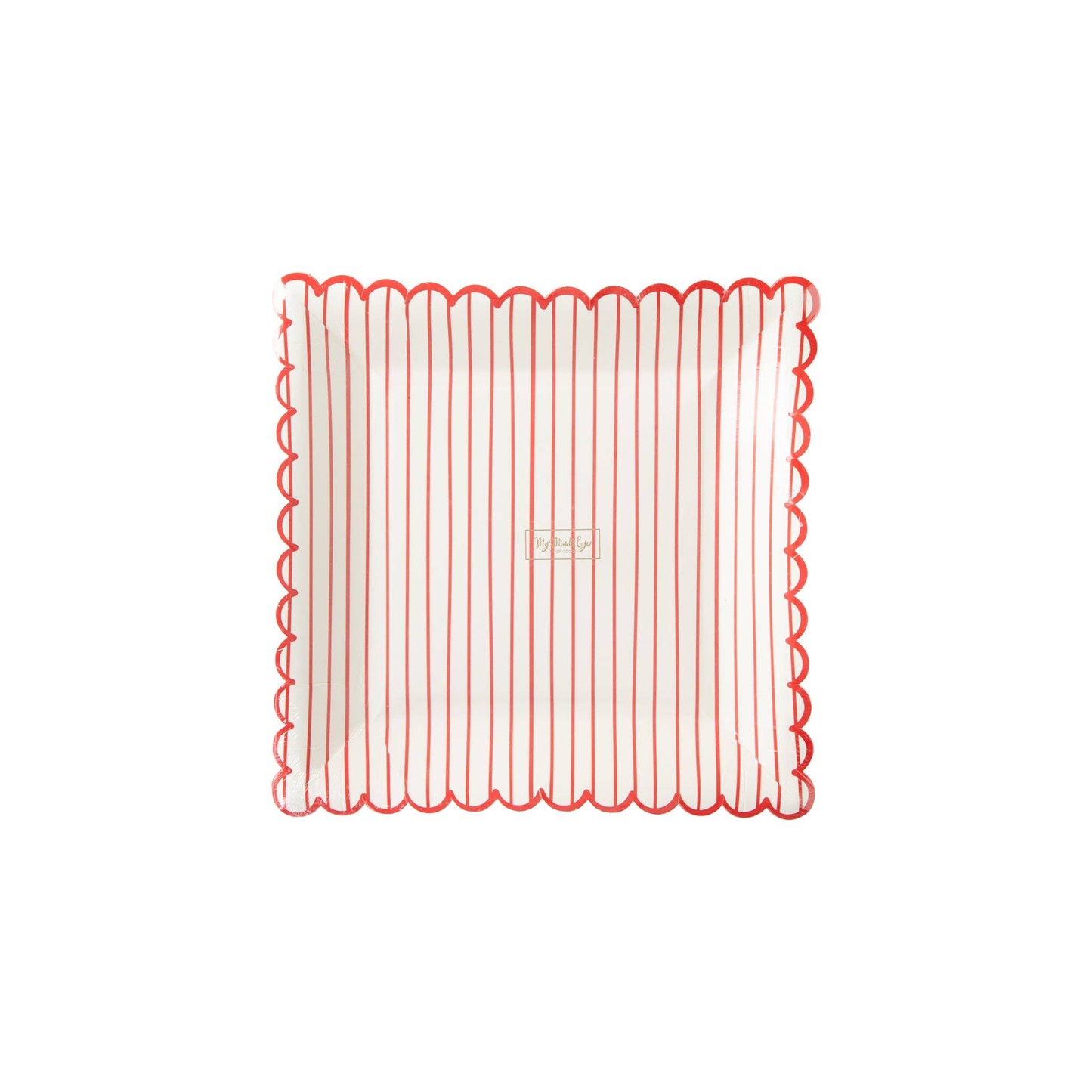 VAL940 - Red Striped Scalloped Plate