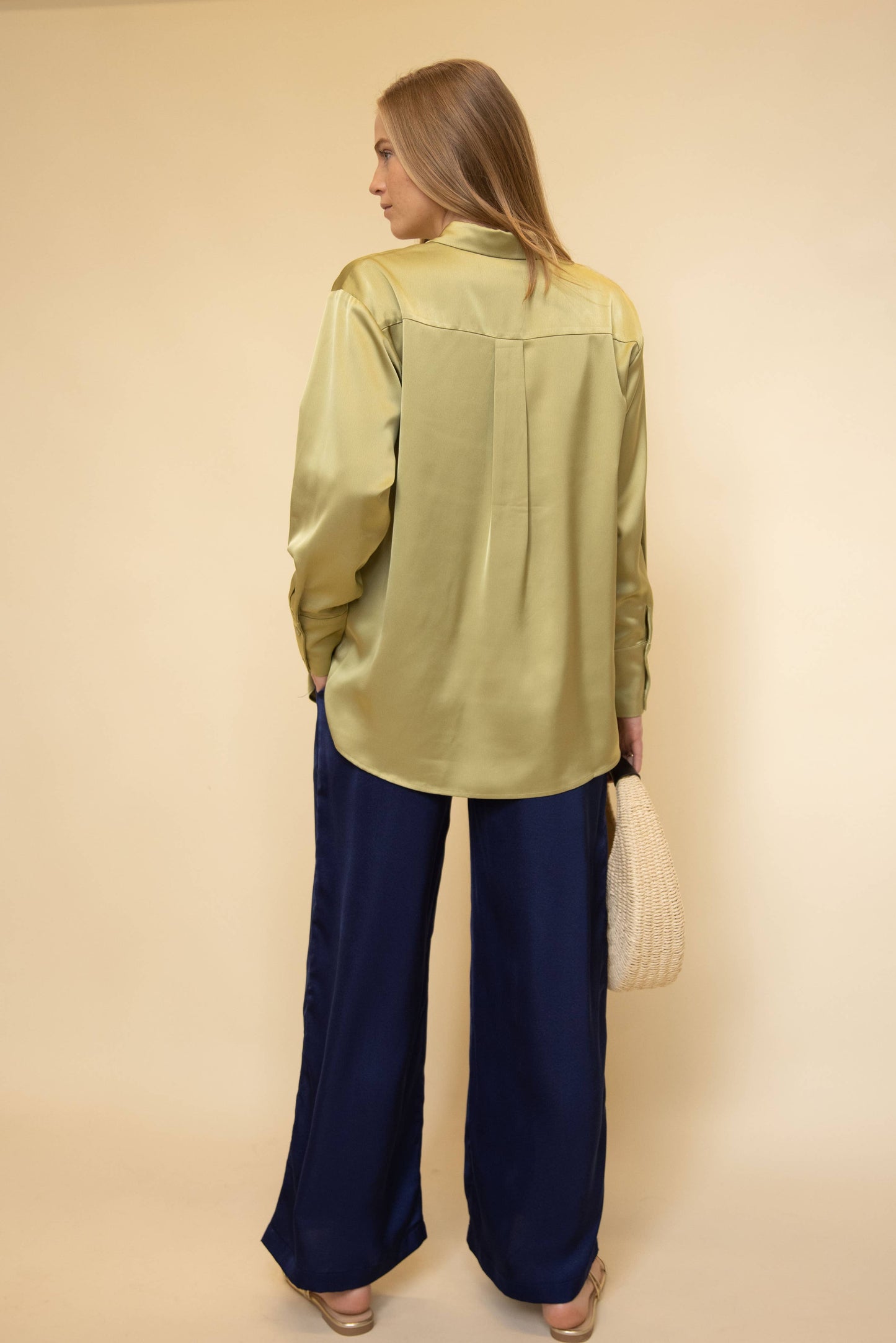 Solid Satin Wide Leg Pants