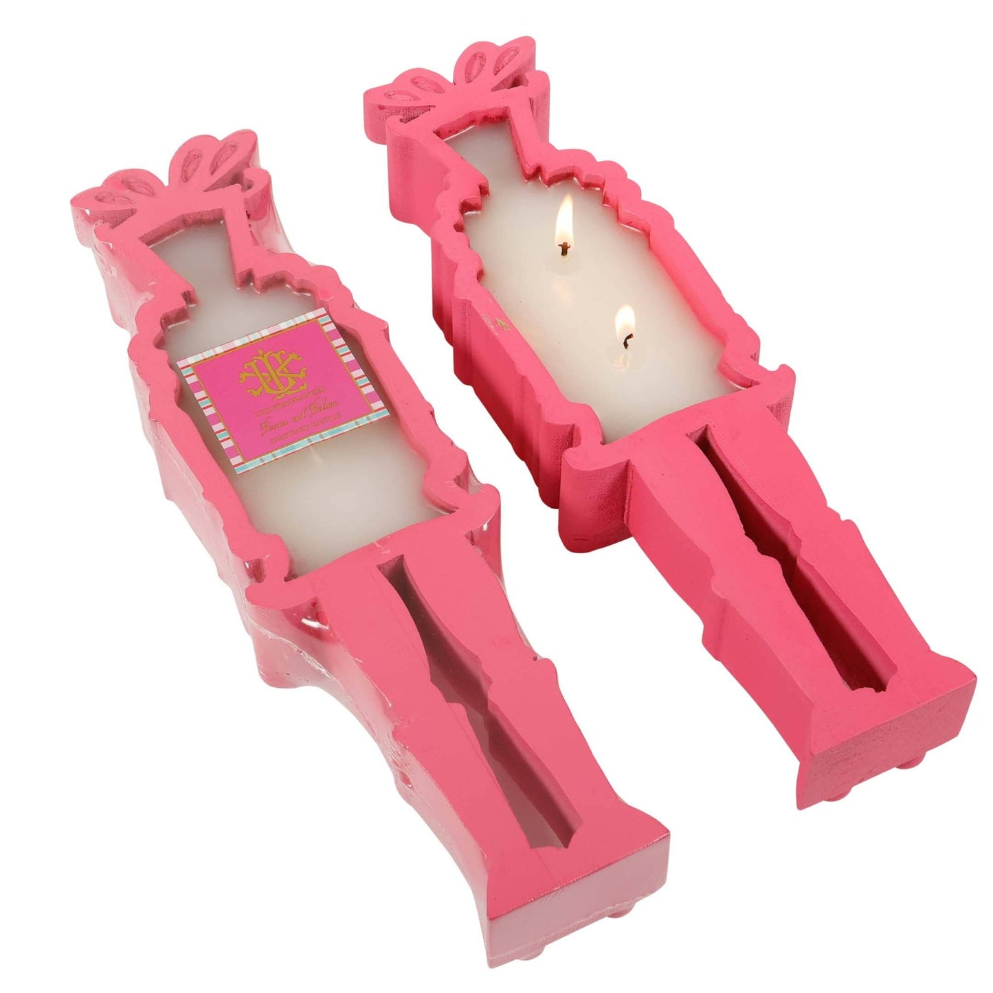 LUX Berries and Balsam Pink Wooden Nutcracker Dough Bowl Candle