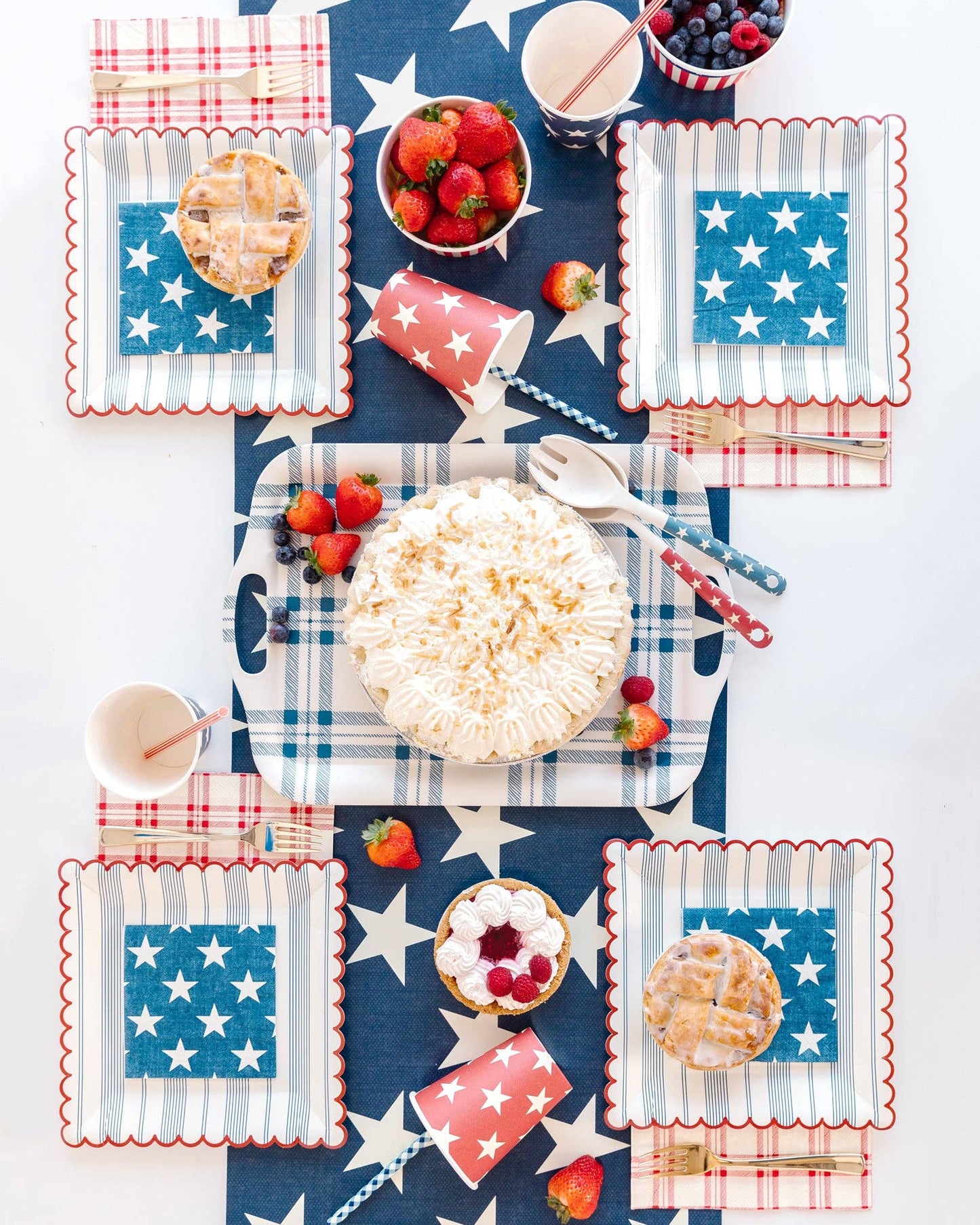 PLTS368C-MME - Red Plaid Paper Dinner Napkin