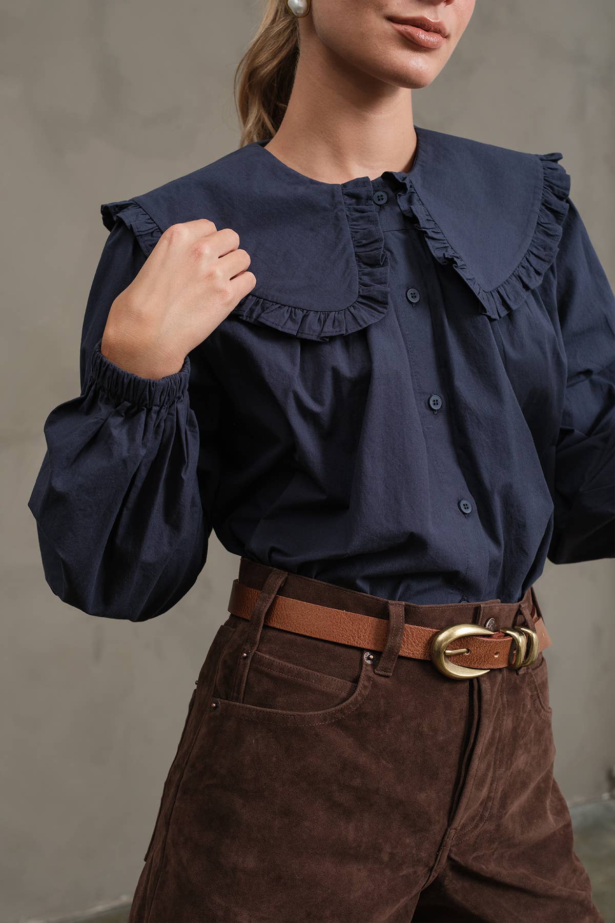Frill Collar Cotton Blouse