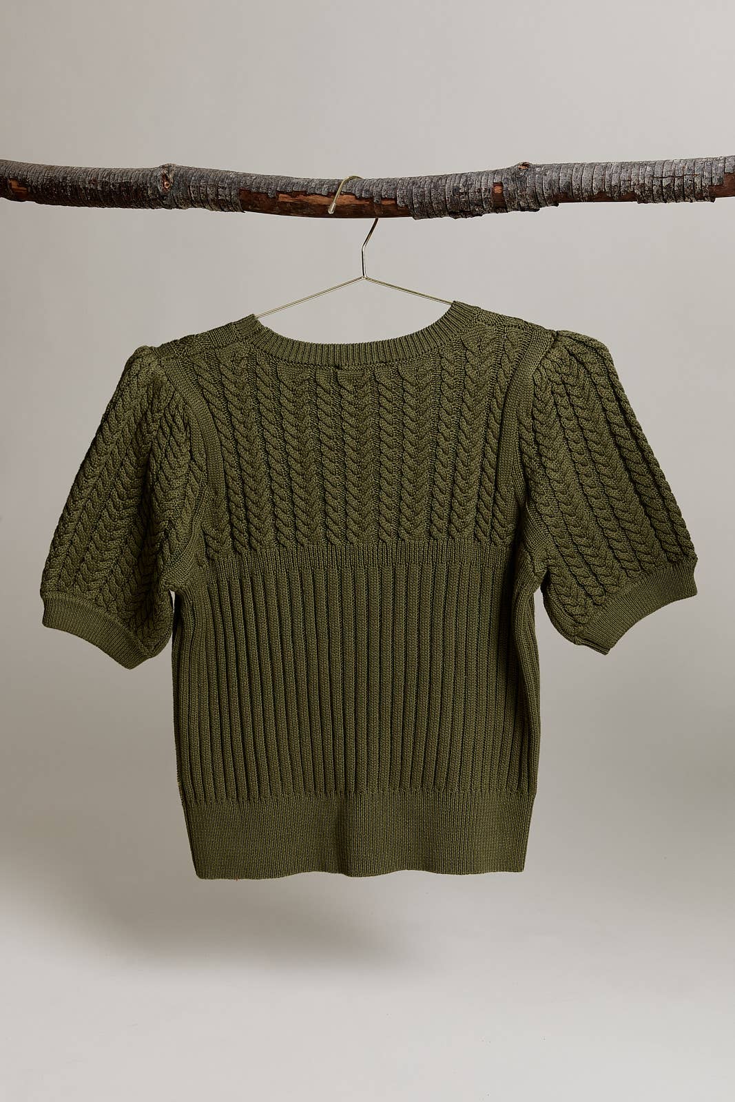 Short Sleeve Cable Knit Sweater