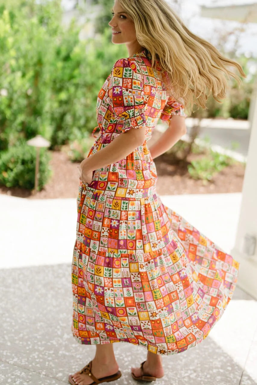 Kayley Midi Dress in Summer Green