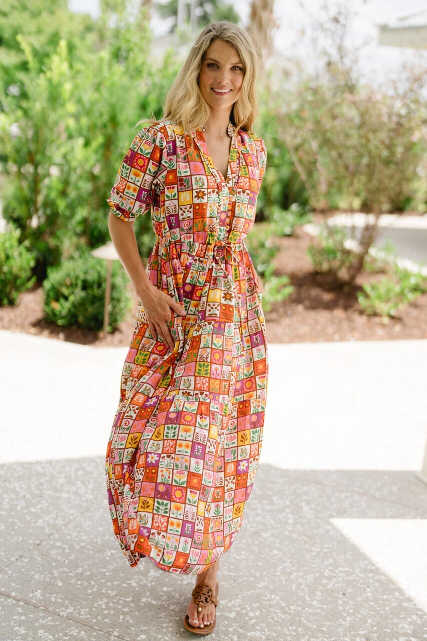 Kayley Midi Dress in Summer Green