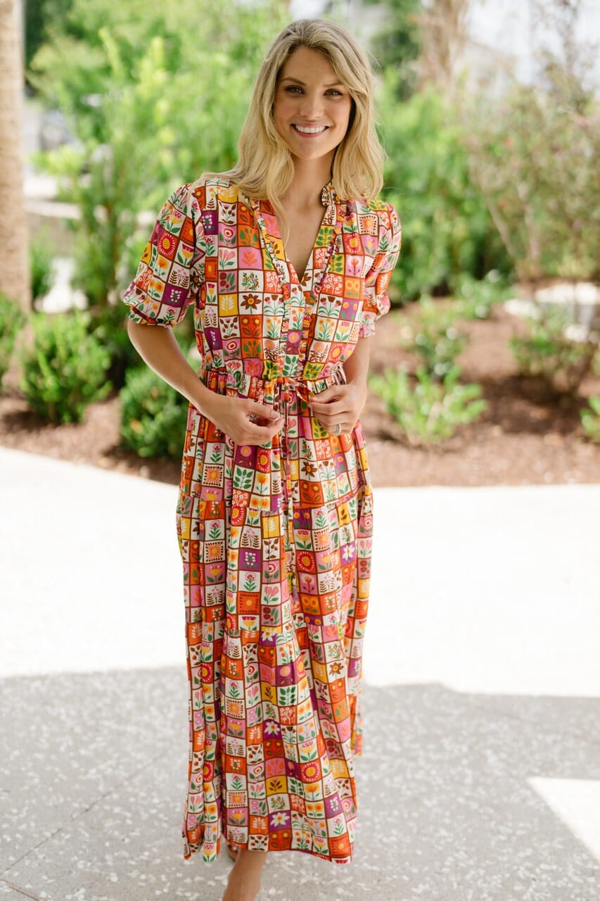 Kayley Midi Dress in Summer Green