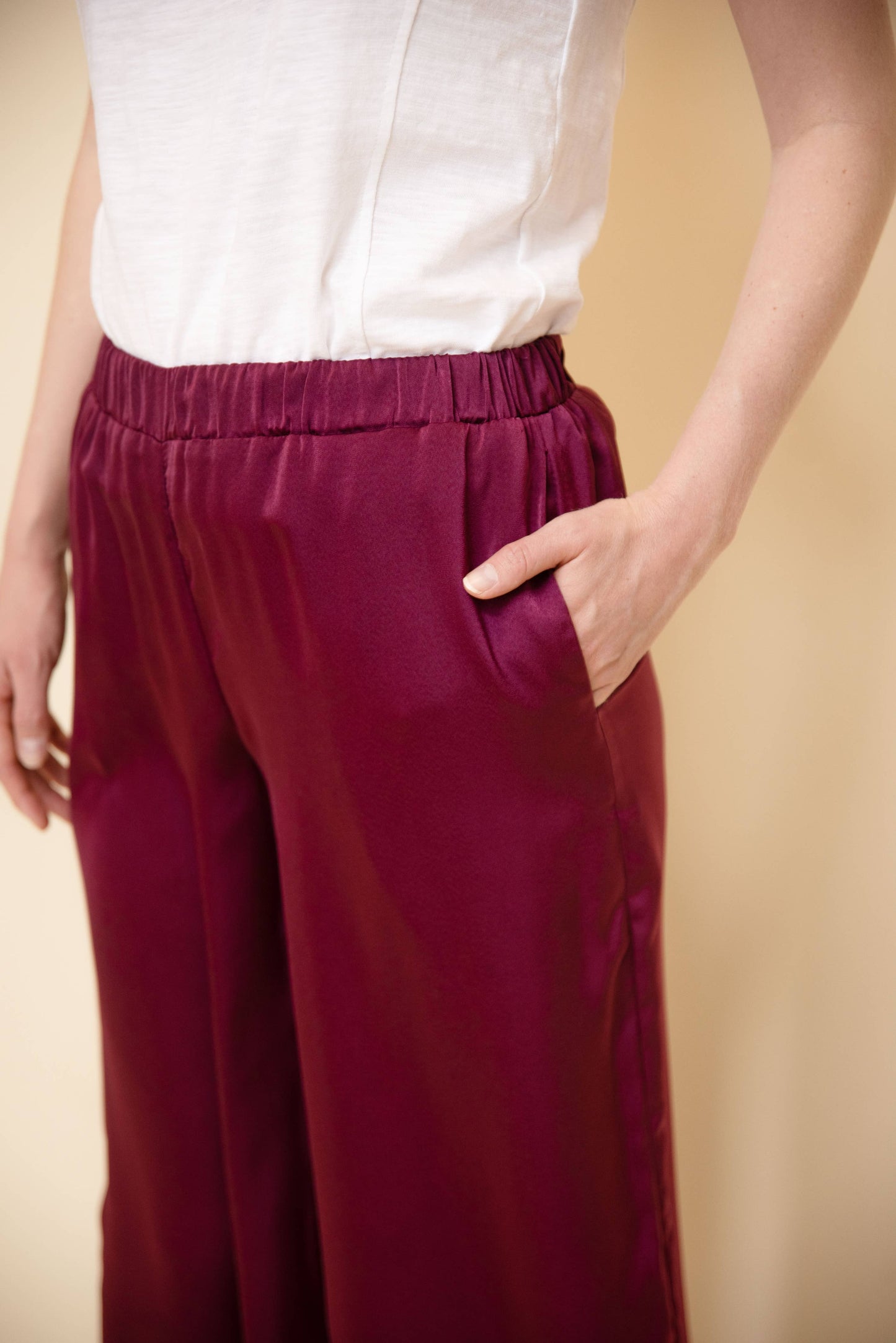 Solid Satin Wide Leg Pants