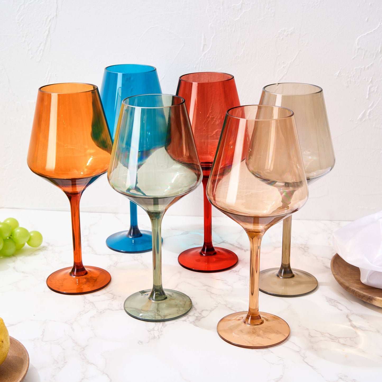 Floating Acrylic Plastic Stemmed Wine Glass - Tan Color