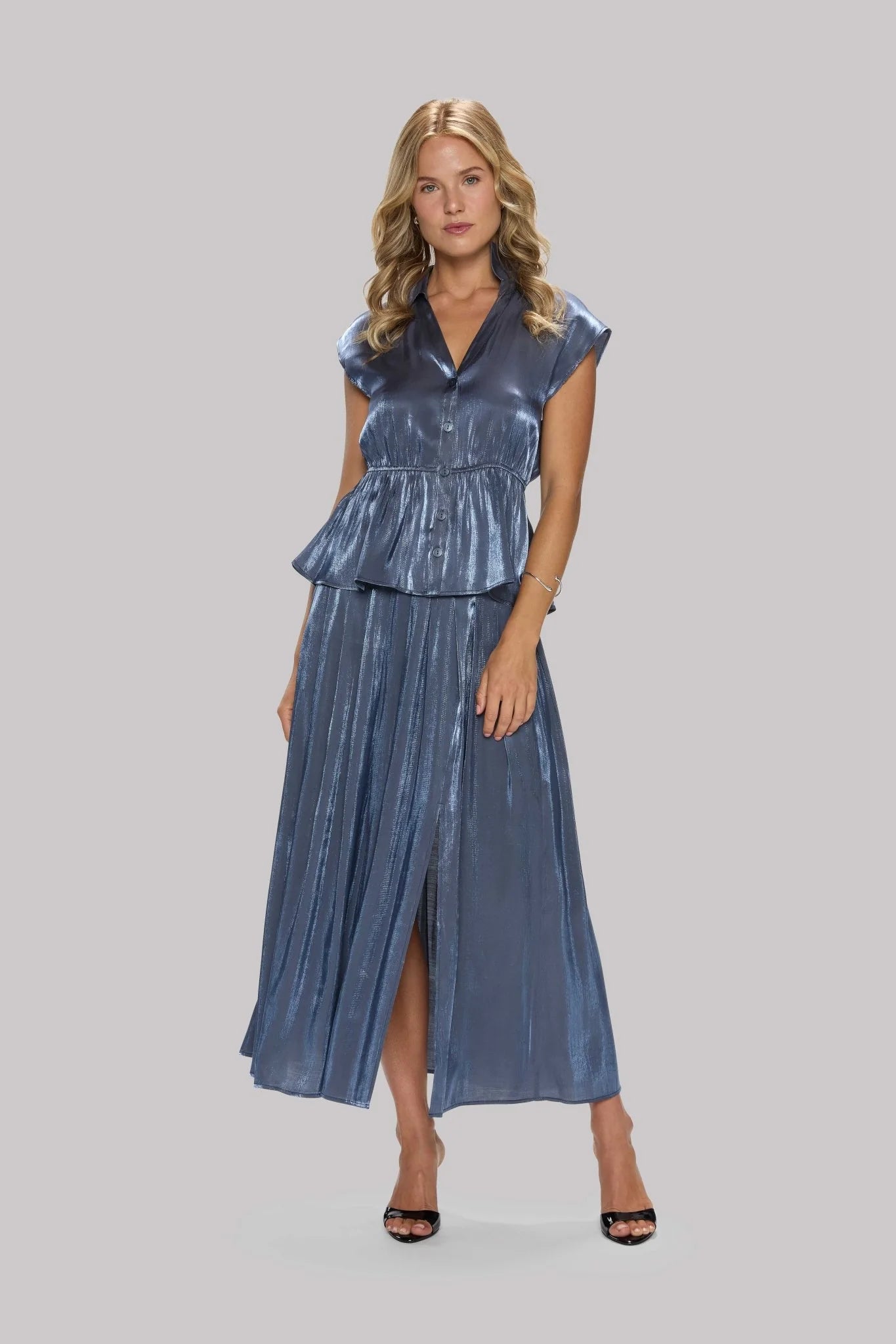 Satin Set in Navy Metallic