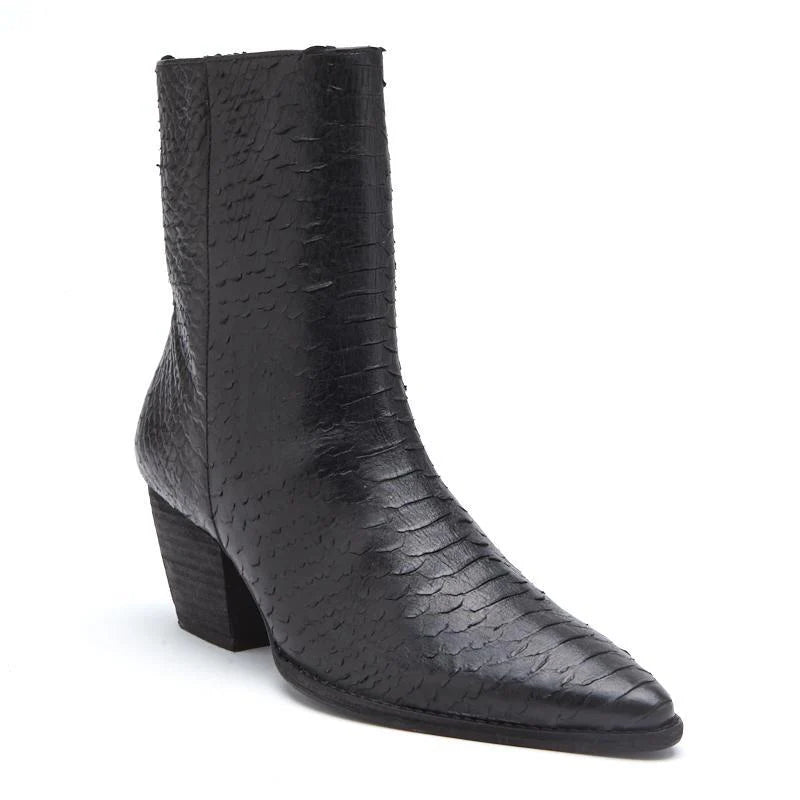 Caty Ankle Boot in Black Snake