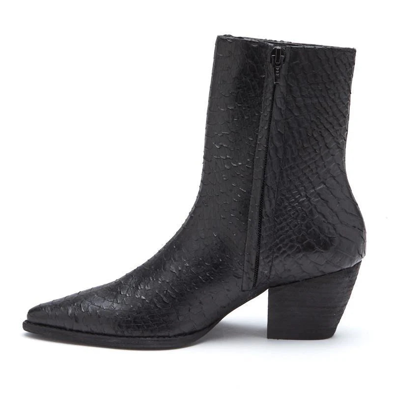 Caty Ankle Boot in Black Snake