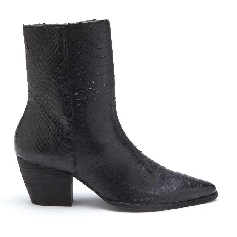 Caty Ankle Boot in Black Snake
