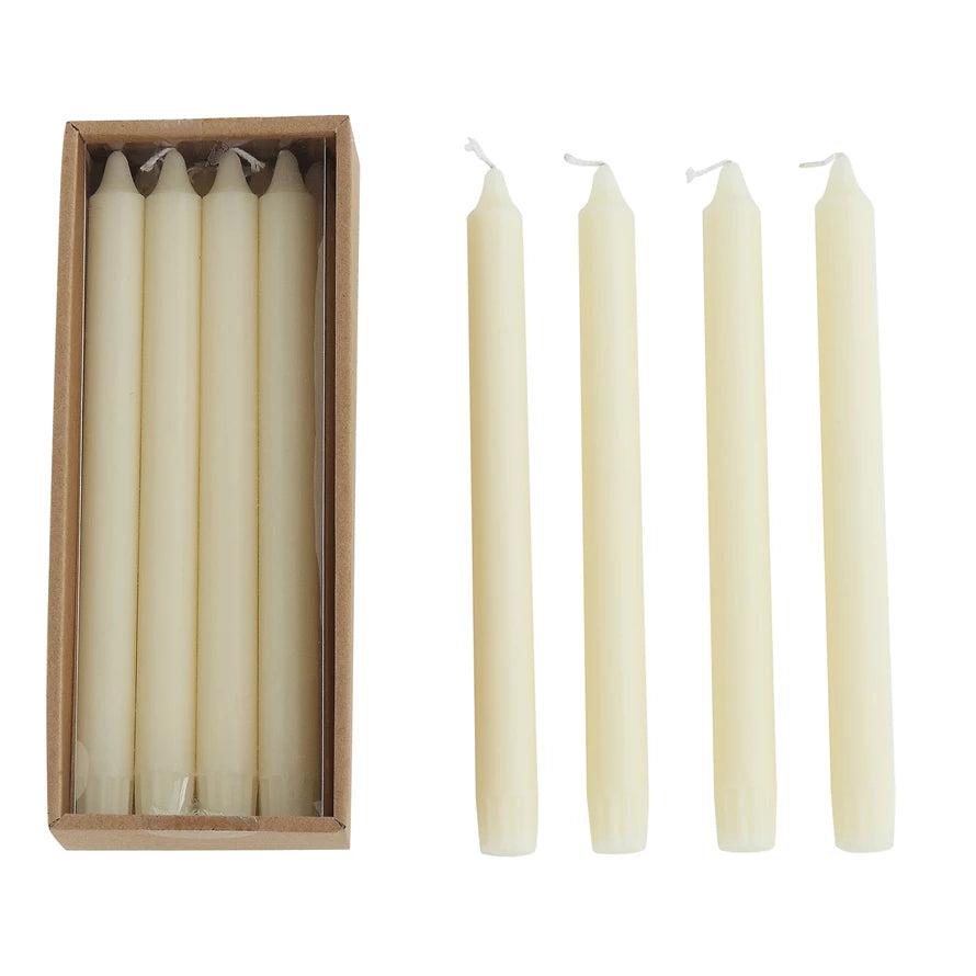 Unscented Taper Candles Box of 12 in Ivory