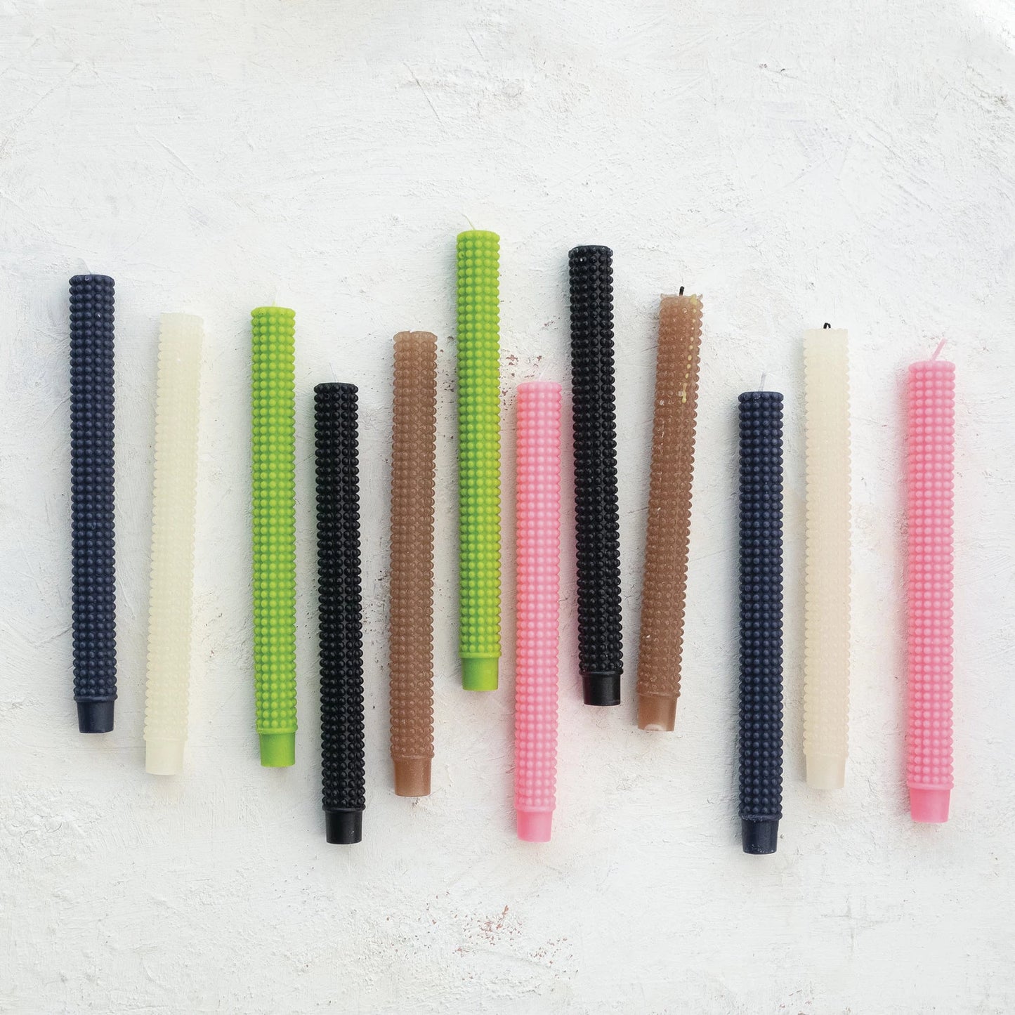 Unscented Hobnail Taper Candles Box of 2 in Navy