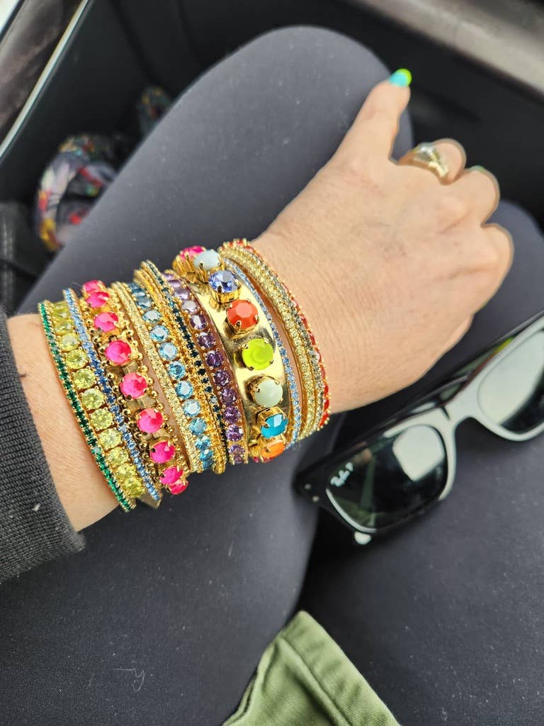 Nyon Pop Multi Color Swarovski Crystal Cuff Bracelet