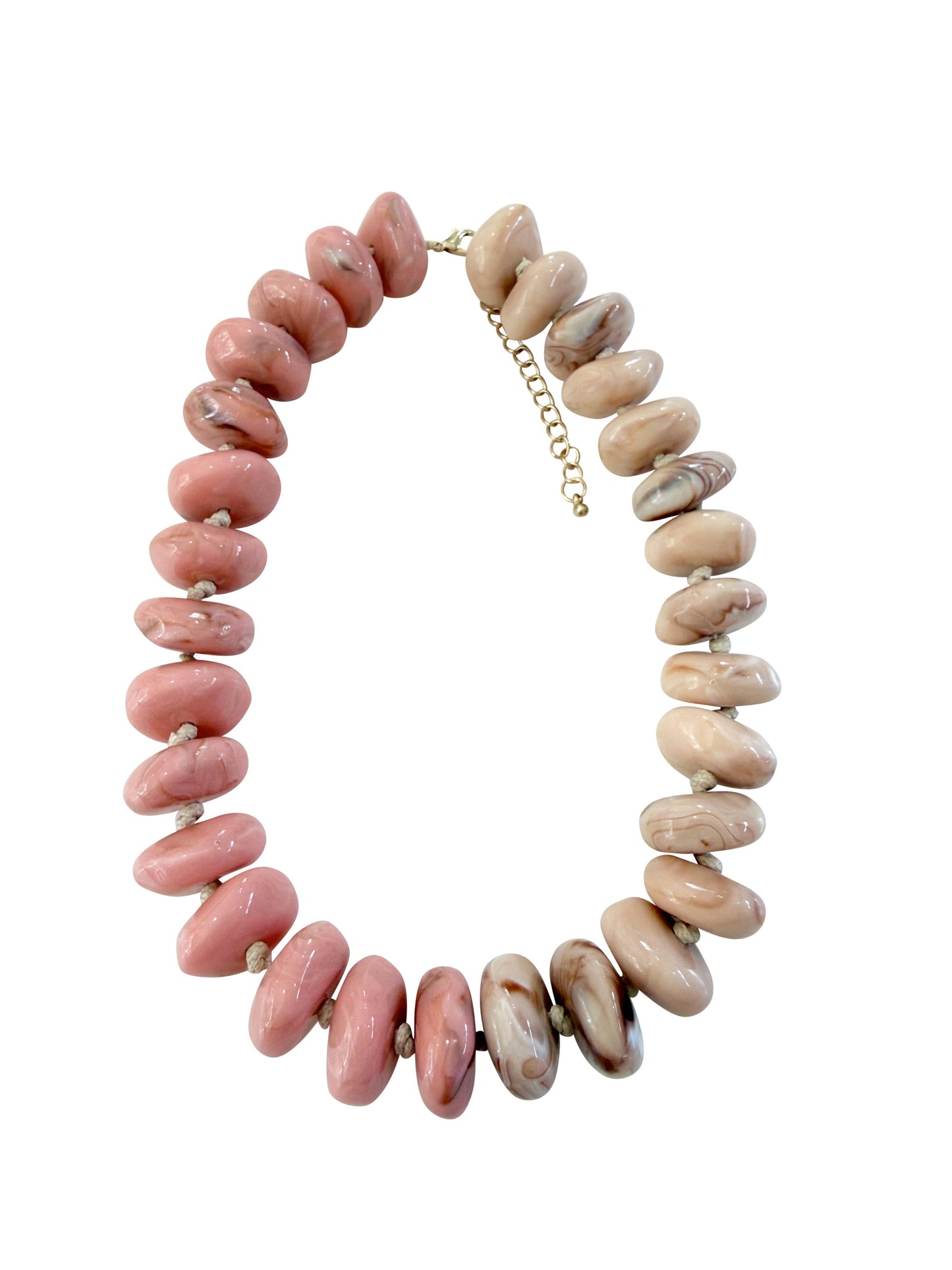Delray Chunky Beaded Necklace- Pink/Tan 2-Tone