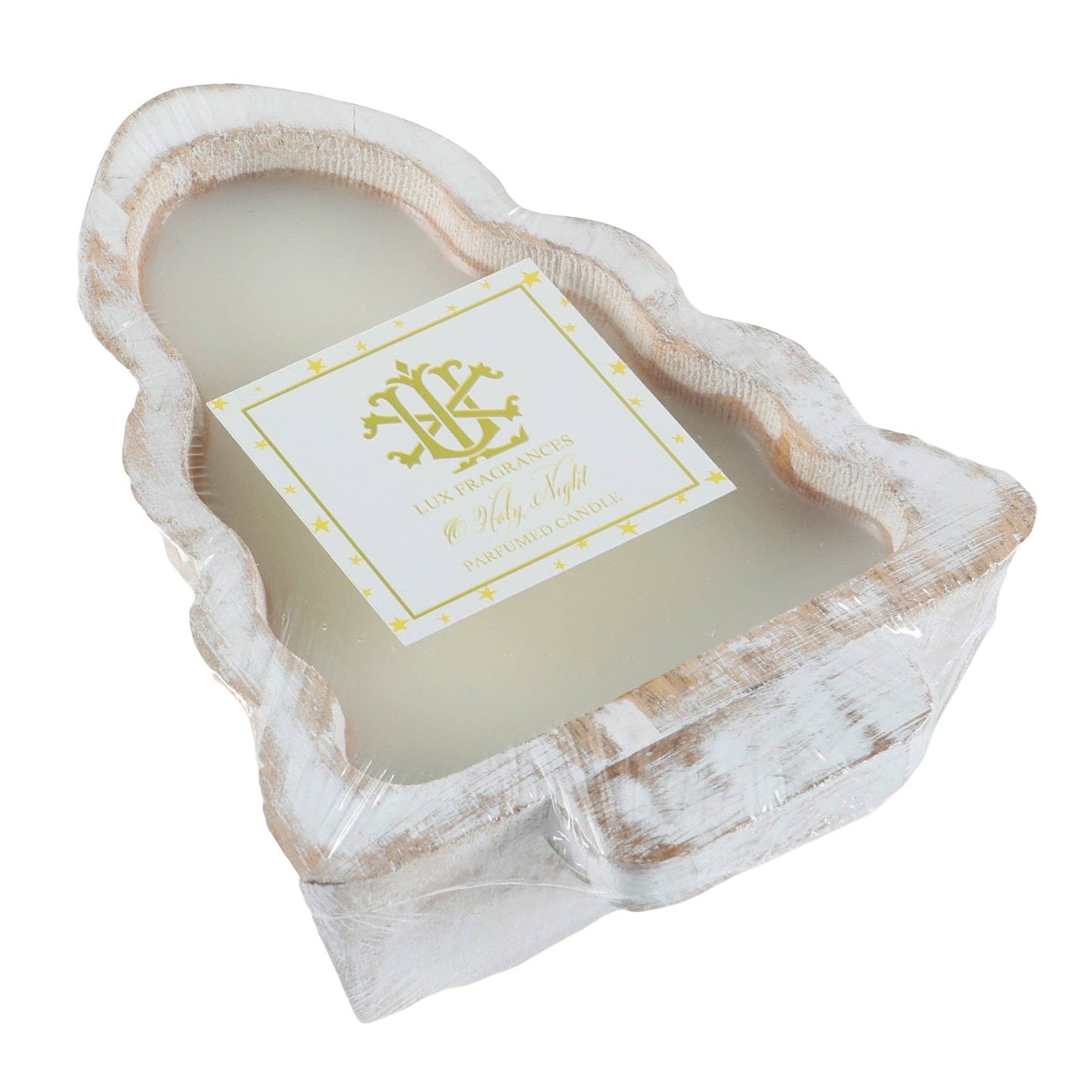 LUX O' Holy Night 2 Wick White Tree Wood Bowl Candle