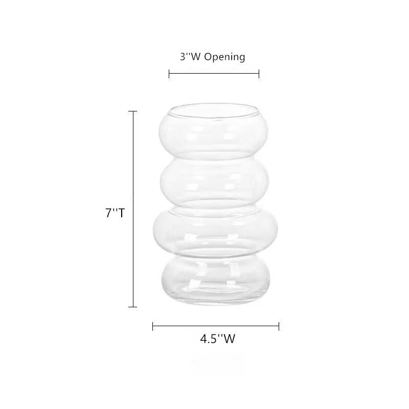 Glass Floral Vase, Small Vase w/Ring Layers, Tabletop Vases