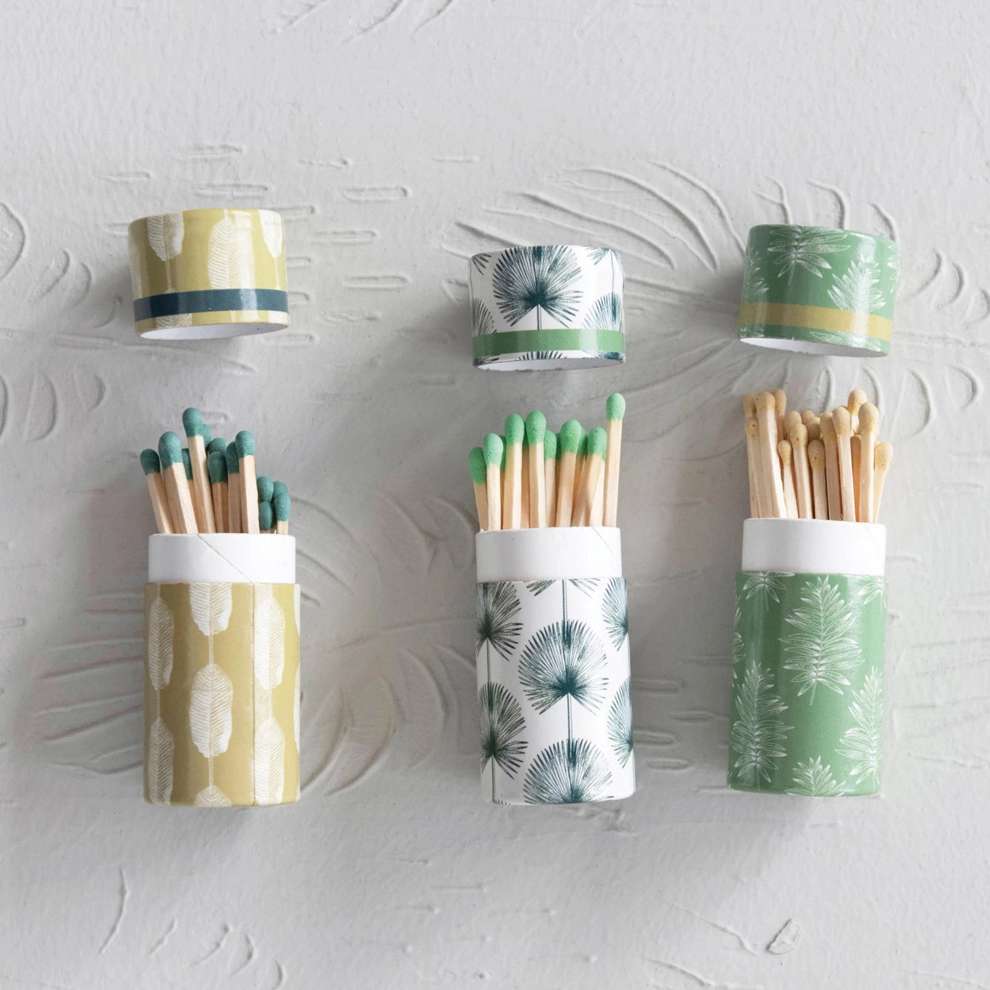Assorted Tube Matchbox in Green Leaves