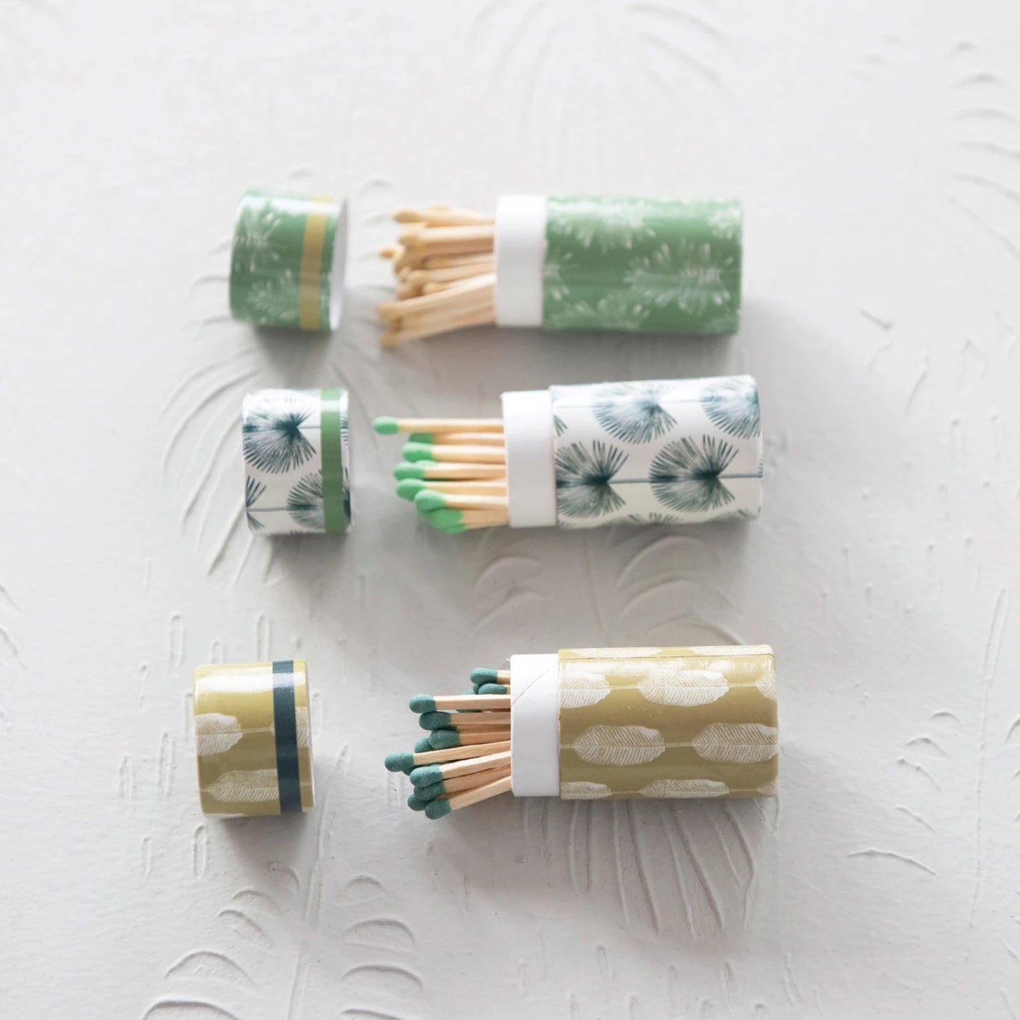 Assorted Tube Matchbox in Green Leaves