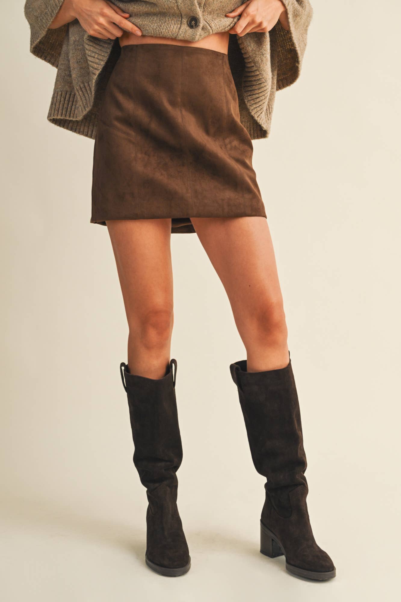 Fitted Suede Mini Skirt