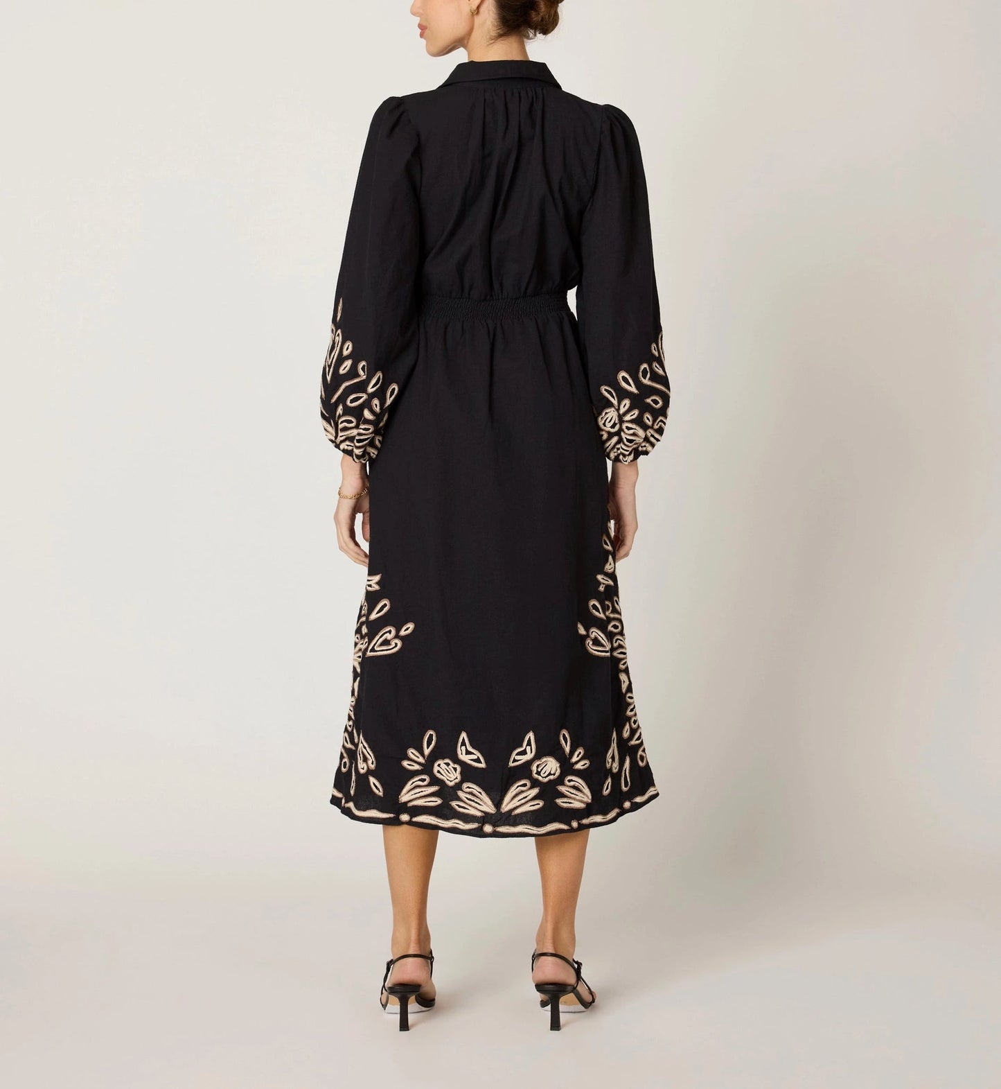 Elyse Midi Dress in Black/Ivory