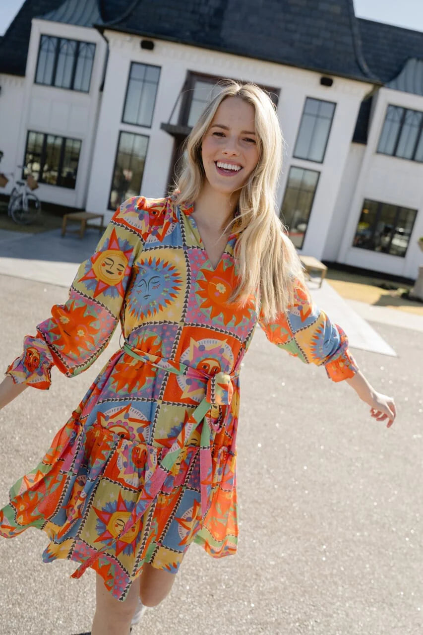 Evelyn Mini Dress in Orange Sun
