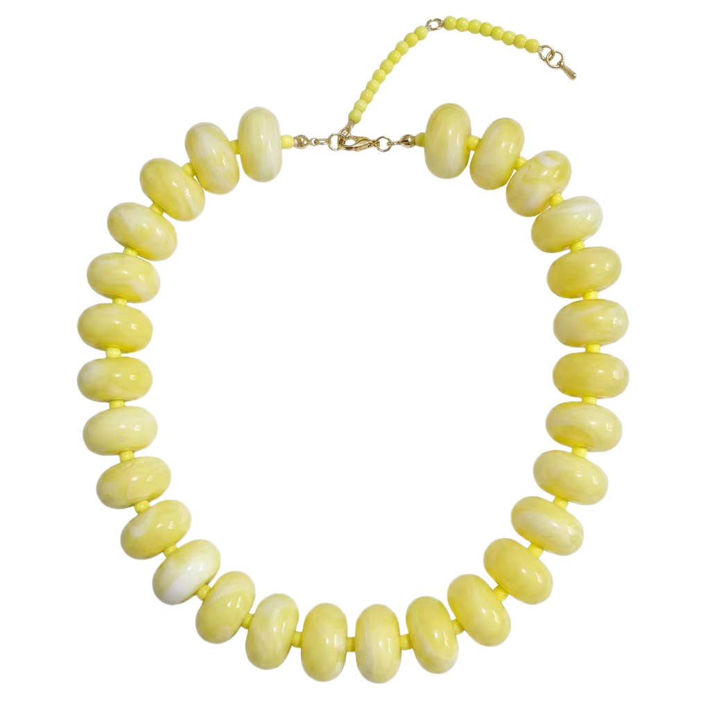 Marlan Chunky Beaded Necklace- Yellow Mix