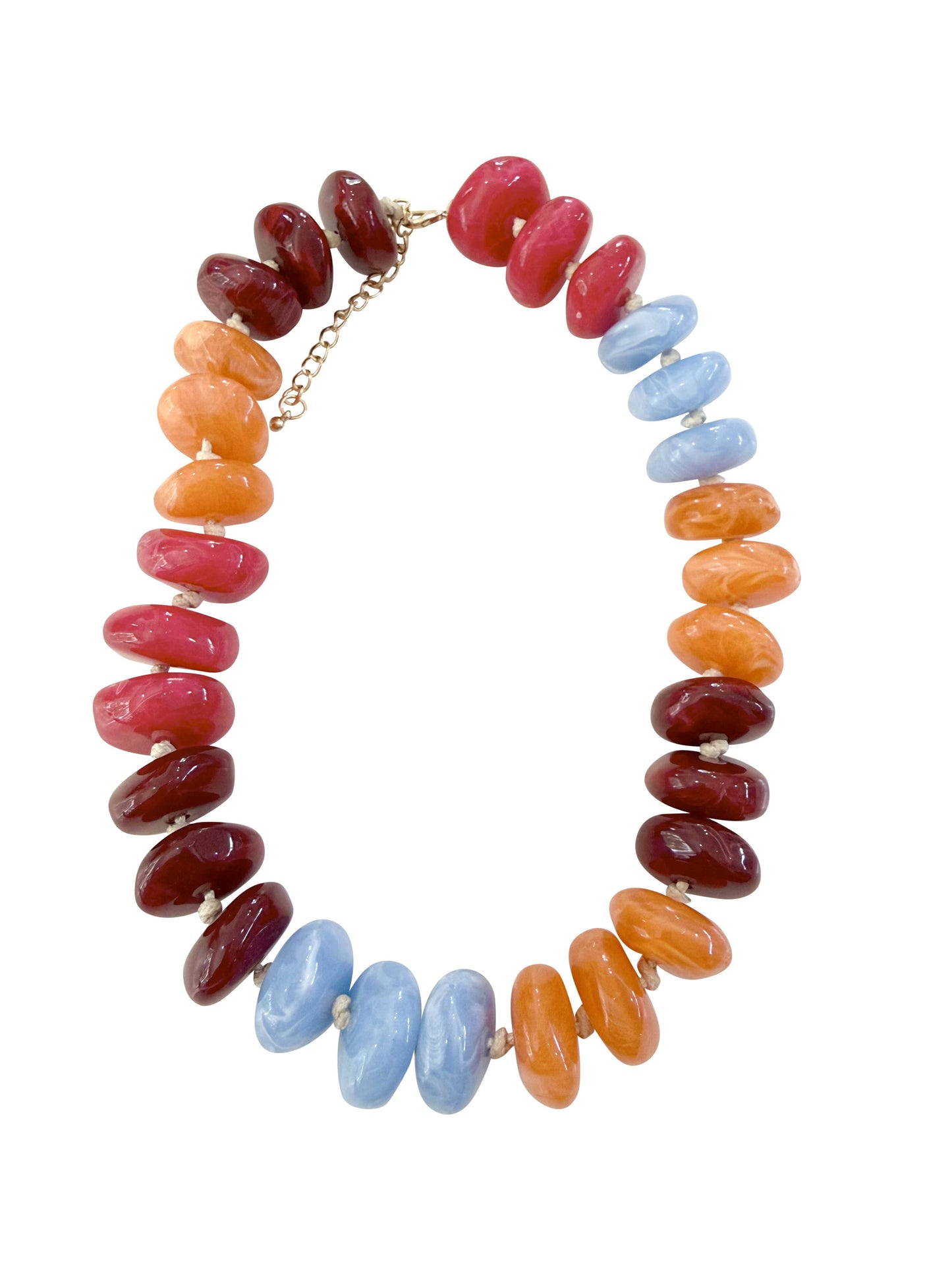 Delray Chunky Beaded Necklace- Maroon/Orange Mix