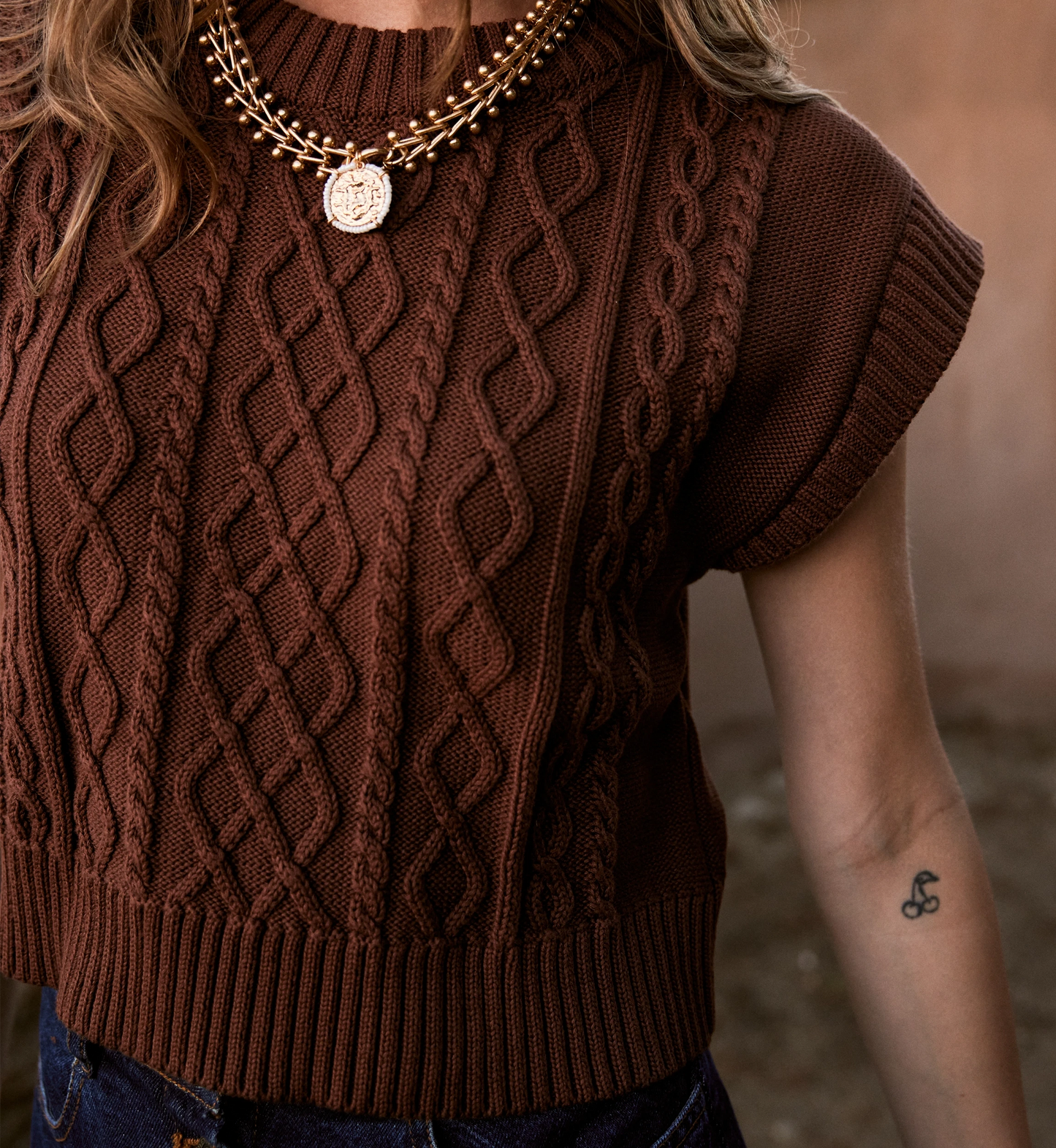 Gigi Sweater Vest in Cocoa